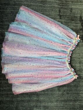 Kids Pastel Rainbow Tulle Skirt with Star Sparkle